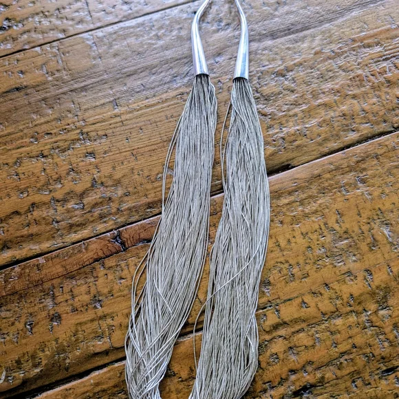 Vintage Navajo Sterling Silver 50 Strands Liquid Long Necklace. - Picture 2 of 7